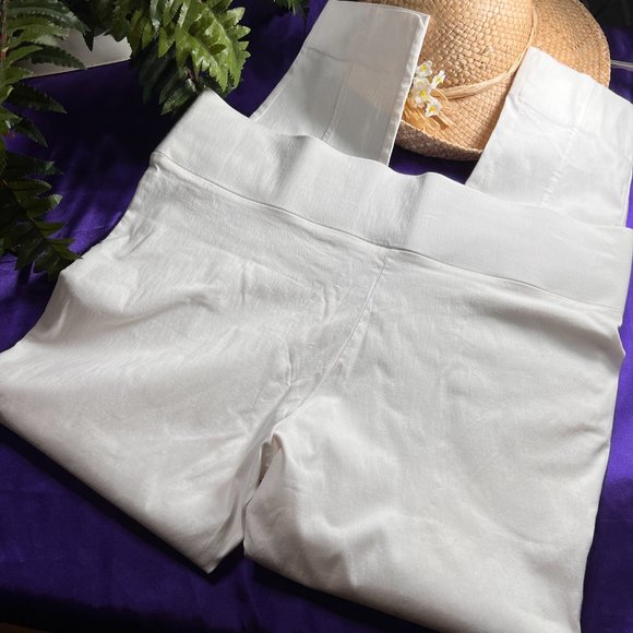 📌Canda White Stretch Skinny Pants with Wide Comfy Elastic Waistline - Picture 2 of 16